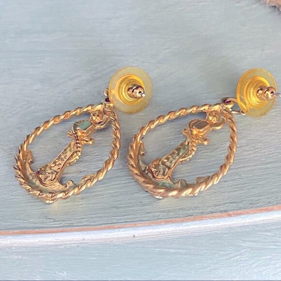 Nautical Anchor Gold Tone Earrings - Picture 7 of 7